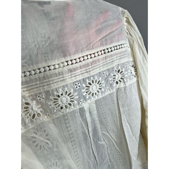 MOS The Label Mystical Embroidery Blouse 100% Cotton Ladies Size 2 Coquette - Picture 7 of 14